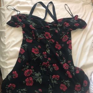 black rose floral dress